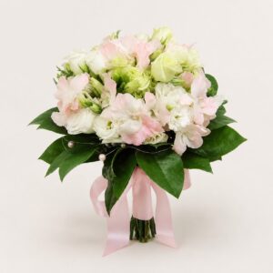 Brudbukett i rosa toner