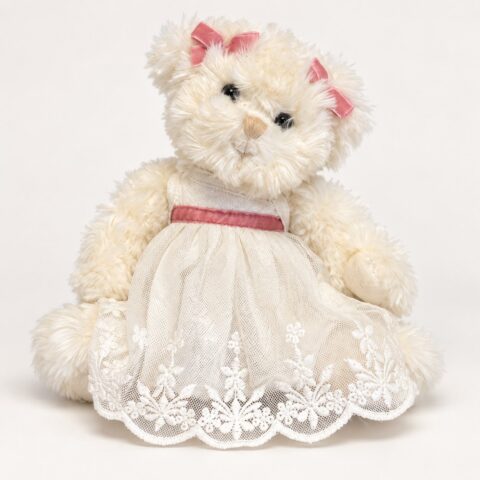 Nalle i spetsklänning med rosa rosetter från Bukowski
