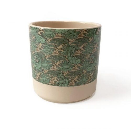 keramisk kruka mönster i grön-blå toner