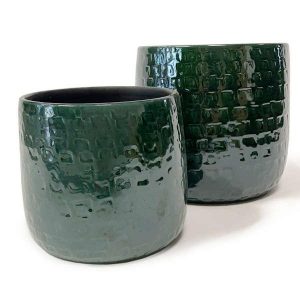 keramiska krukor täckta med glasyr