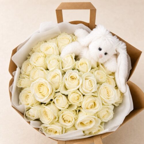 white-roses-plush-dog-gift